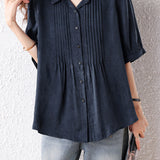 Casual Accordion Pleat Wrinkle Texture Shirt