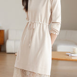 Pearl Beaded Decor Knit Dress - 2 Colors Available