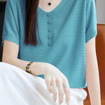 Casual Three-Dimensional Dot V-Neck Knit Top - liwisi