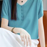 Casual Three-Dimensional Dot V-Neck Knit Top - liwisi