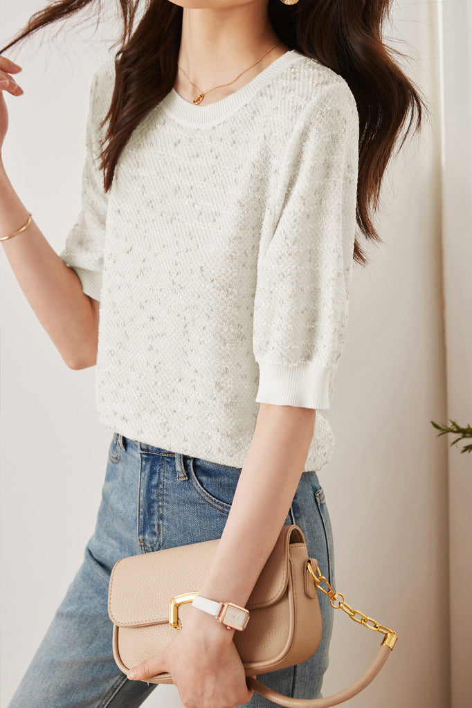 シャネル風ラウンドネックシンプルニット - liwisi