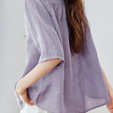 Elegant Embroidered Five-Point Sleeve Shirt