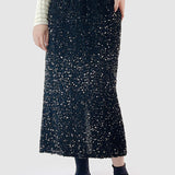 バックスリットグリッター装飾ベロアスカート　裏地付　3色入 - liwisi