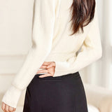 Faux Two-Piece Double Button Bi-Color V-Neck Knit