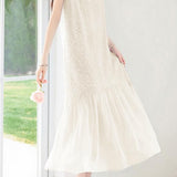 Delicate Date 3D Cut Floral Chiffon Spliced Ruched Dress