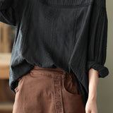 Pintuck Cape Shoulder Jacquard Blouse - 2 Colors Available