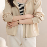 Hooded Zip-Up Drop Shoulder Jacket
