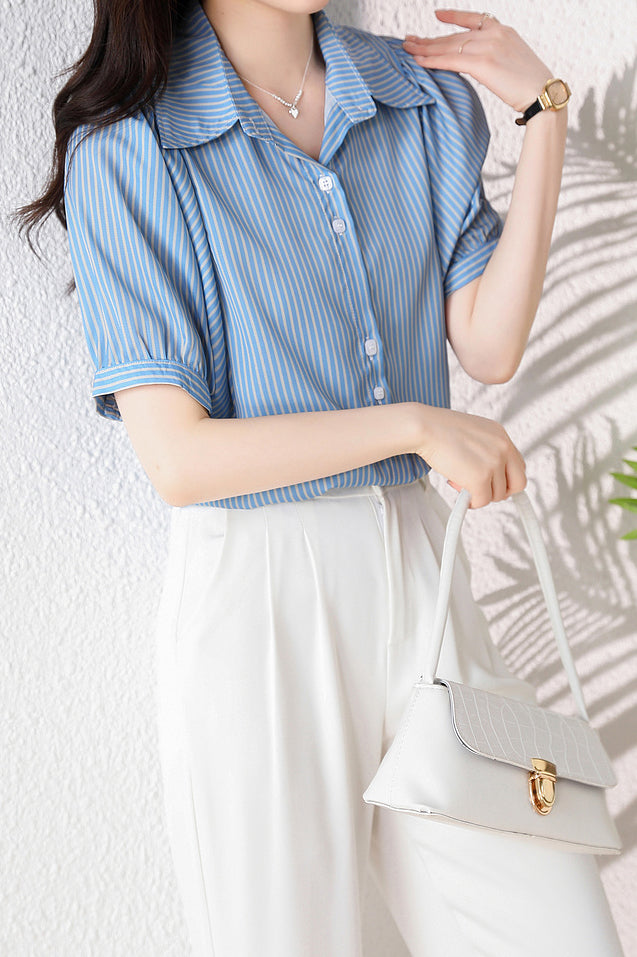 マジャールスリーブストライプシャツ - liwisi