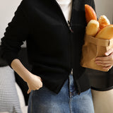 Tall Collar Classic Knit Blouson - 3 Colors Available