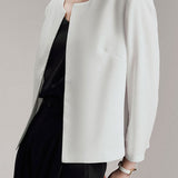 Elegant Commuter Crew Neck Blazer Long-Sleeve Coat