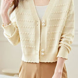 Casual Office Textured Knit Cardigan