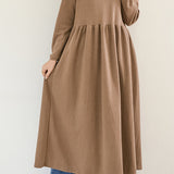 Round Neck Simple Long Maxi Flare Dress - 5 Colors Available