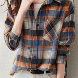 Early Autumn Stylish Casual Checkered Sleeve Shirt - liwisi