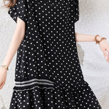 Elegant Casual Polka Dot Round Neck Dress