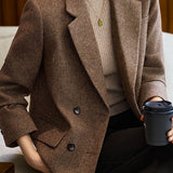 Elegant Commuter Double‑Breasted Wool Blazer