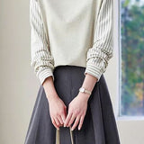 Casual Vacation Spliced Stripe Raglan Long Sleeve Sweatshirt