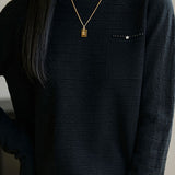 Casual Knit Top With Beads, Rhinestones, Horizontal Arrow Shadow Jacquard