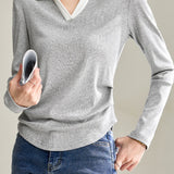 Johnny Collar Simple Design Long Sleeve Knit - 4 Colors Available