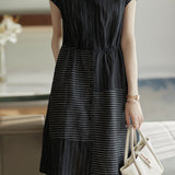 Skipper Collar Striped Docking Linen Dress