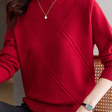 Bottle Neck Casual Jacquard Knit - 4 Colors Available