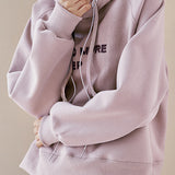 Casual Letter Pattern Drawstring Hooded Raglan Sweatshirt