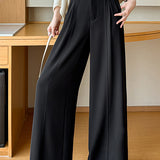 Casual Commuter Center Pleated High Waist Wide Leg Pants