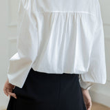 French Elegant Ruffle Collar Accordion Pleat Long Sleeve Blouse