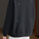 Simple Round Neck Logo Embroidered Sweatshirt