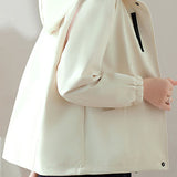 Casual Elegant Drawstring Hooded Long Sleeve Jacket