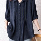Casual Accordion Pleat Wrinkle Texture Shirt