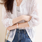 Embroidered Jacquard Drop Shoulder Sun Protection Sukajan