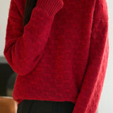 Elegant Geometric Plaid Mock Neck Knit Sweater