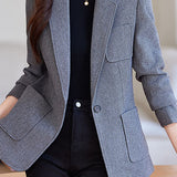Elegant Commuter Lapel Long‑Sleeve Blazer