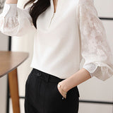 Early Autumn Casual Hollow Spliced Shirt - liwisi