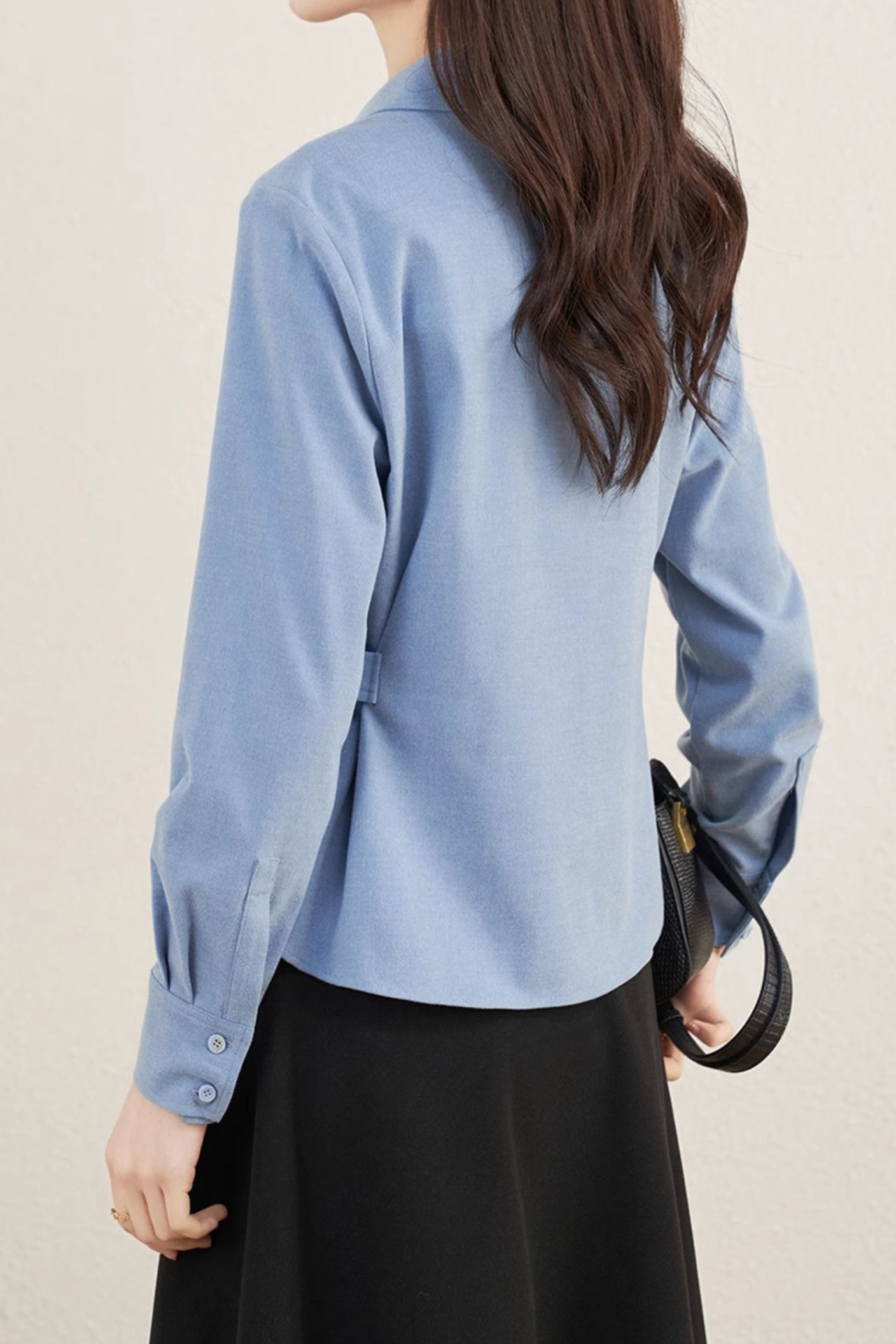 ボタンベルト付アシンメトリー起毛シャツ　3色入 - liwisi