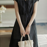 Skipper Collar Striped Docking Linen Dress