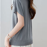 Elegant Flutter Sleeve Crew Neck Short Sleeve T-Shirt