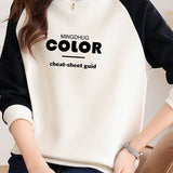 Casual Color Block Letter Print Raglan Long Sleeve Sweatshirt