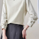 Casual Vacation Spliced Stripe Raglan Long Sleeve Sweatshirt