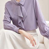 Exquisite Commuter Tie-Neck Long-Sleeve Chiffon Blouse