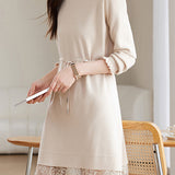 Pearl Beaded Decor Knit Dress - 2 Colors Available