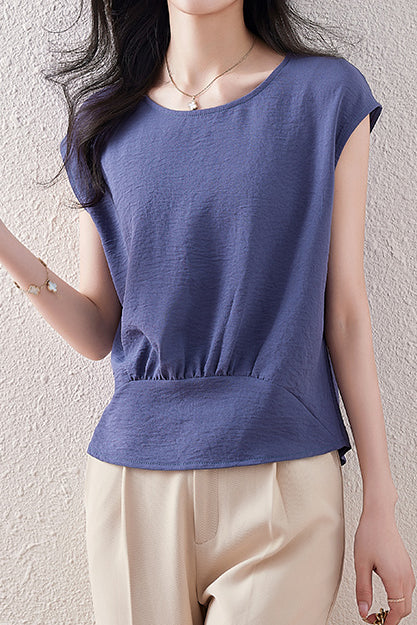 フレンチスリーブフロントギャザーブラウス　7色入 - liwisi