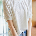 Simple knit short sleeve T-shirt - liwisi
