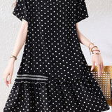 Elegant Casual Polka Dot Round Neck Dress