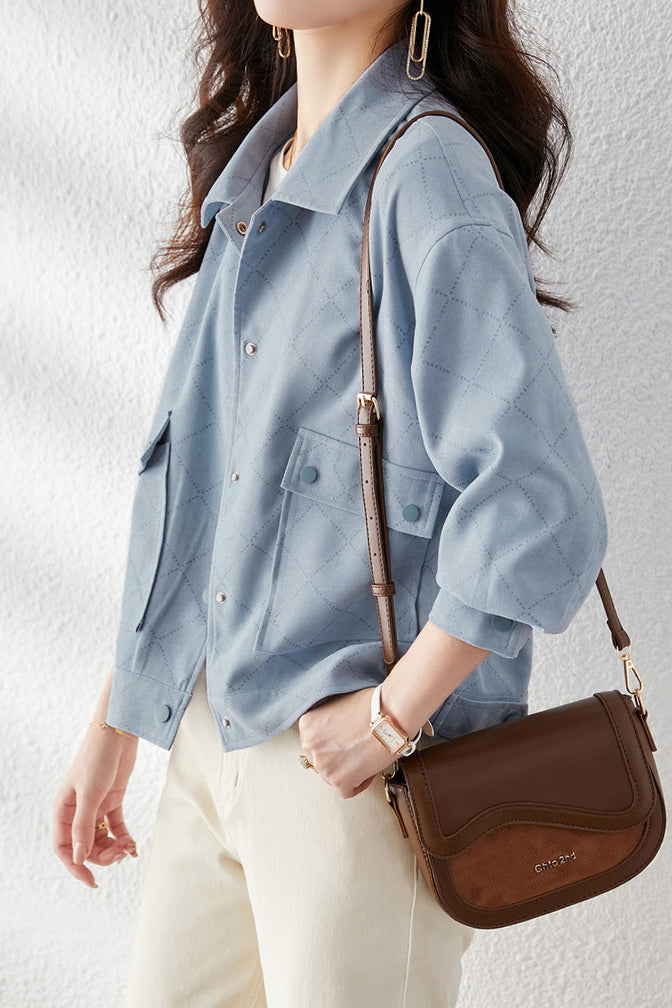 アルファベットチェック柄シャツジャケット - liwisi