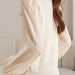 Elegant Lace Spliced Long-Sleeve Slim Knit Top - liwisi