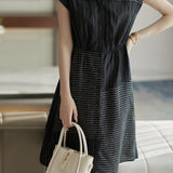 Skipper Collar Striped Docking Linen Dress