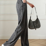 Casual Elastic Waist Straight Leg Jeans