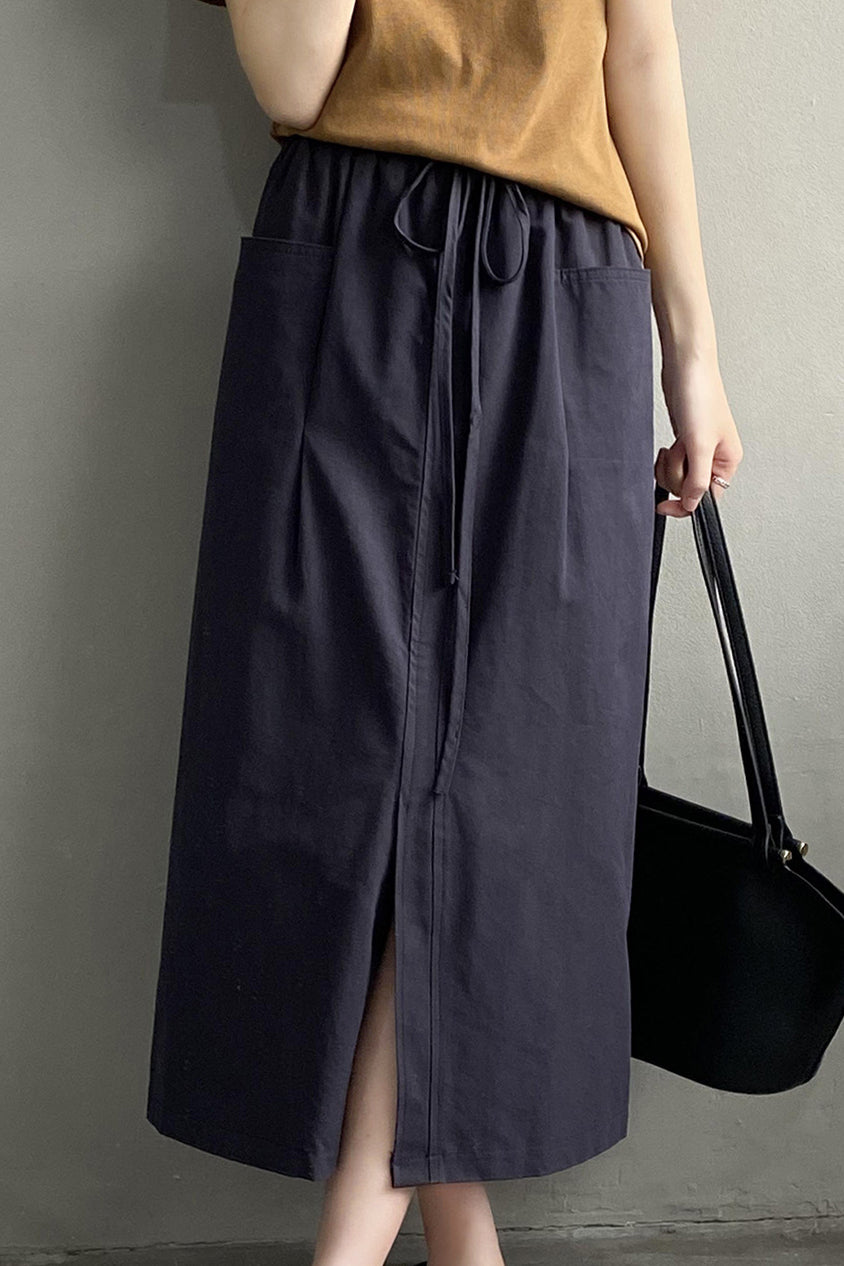 フロントスリットストレートロングスカート　2色入 - liwisi