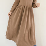 Round Neck Simple Long Maxi Flare Dress - 5 Colors Available